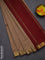 10 yards Poly cotton saree beige and maroon with plain body and zari woven border