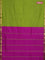 10 yards Poly cotton saree light green and purple with plain body and zari woven border