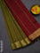 10 yards Poly cotton saree mehendi green and maroon with plain body and zari woven border