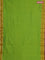 10 yards Poly cotton saree light green and red with plain body and rettapet zari woven border