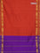 10 yards Poly cotton saree orange and violet with plain body and rettapet zari woven border