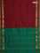 10 yards Poly cotton saree maroon and green with plain body and rettapet zari woven border
