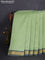10 yards silk cotton saree pista green and navy blue with plain body and zari woven border