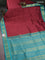 10 yards silk cotton saree maroon shade and teal blue with plain body and zari woven border