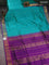10 yards silk cotton saree teal green and purple with zari woven buttas and zari woven border
