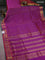 10 yards silk cotton saree dual shade of purple and green with allover small zari checks and zari woven border