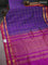 10 yards silk cotton saree dual shade of greenish violet and purple with allover zari checked pattern and zari woven border