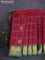 10 yards silk cotton saree maroon and green with allover zari checks & annam mayil chakkaram buttas and zari woven border