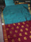 10 yards silk cotton saree peacock green and maroon with allover thread woven lakshadeepam weaves and zari woven border
