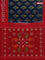 Ikat cotton saree peacock blue and red with allover ikat butta weaves and long ikat style border