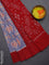 Ikat cotton saree blue shade and red with allover ikat butta weaves and long ikat style border