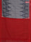 Ikat cotton saree grey and kumkum red with plain body and ikat style border