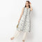 Below Knee Sleeveless Flare Fit Printed Kurta