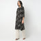 Band Neck Knee Length Three-Fourth Sleeve Straight Fit Printed Kurta