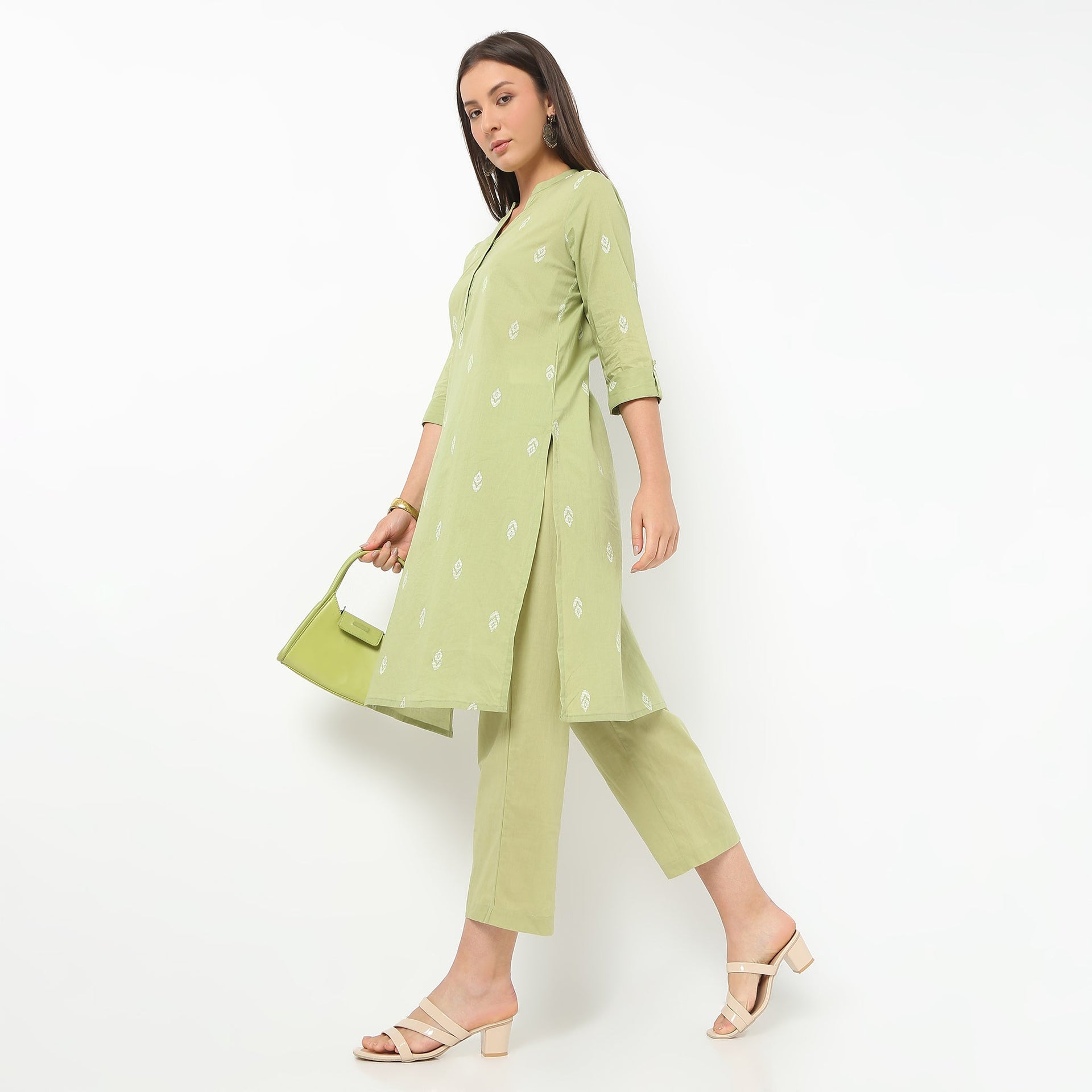 Above Ankle Solid Straight Fit Pants