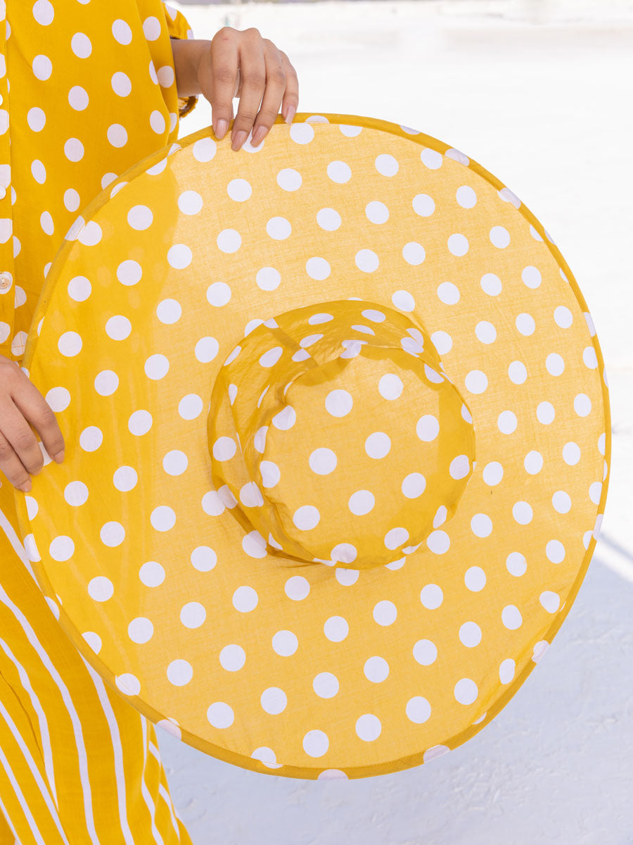 Yellow Polka Cotton Hat