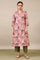 Light Pink Handblock Printed Flared Kurta