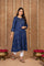Blue Bandhani Mirror Work Flared Modal Satin Kurta