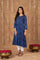 Blue Bandhani Mirror Work Flared Modal Satin Kurta