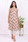 Beige Floral Printed Pure Cotton Straight A-line Kurta