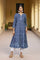 Blue Block Print Mirror Work Flared Cotton Kurta