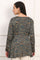 Brown Ajrak Printed Modal Satin Top with Thread Embroidery