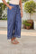 Blue Embroidered Wide-Leg Shantung Parallel Pants