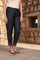 Black Solid Embroidered Straight Silk Pant
