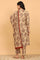 Beige Kalamkari Printed Kurta, Straight Pants and Dupatta Set