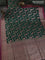 Banarasi dupion silk saree green and purple with allover thread & zari floral weaves and woven border