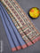 Chappa saree blue shade and peach shade with allover zari checked pattern and madhubani printed pallu