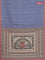 Chappa saree blue shade and peach shade with allover zari checked pattern and madhubani printed pallu