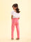 Girls Solid Light Pink Ankle Length Leggings