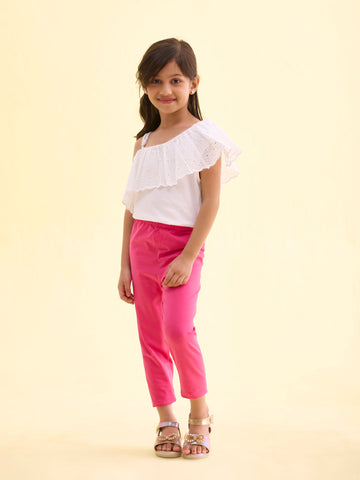 Girls Solid Light Rose 3/4th Leggings