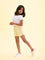 Girls Solid Baby Yellow Mid Rise Knit Shorts