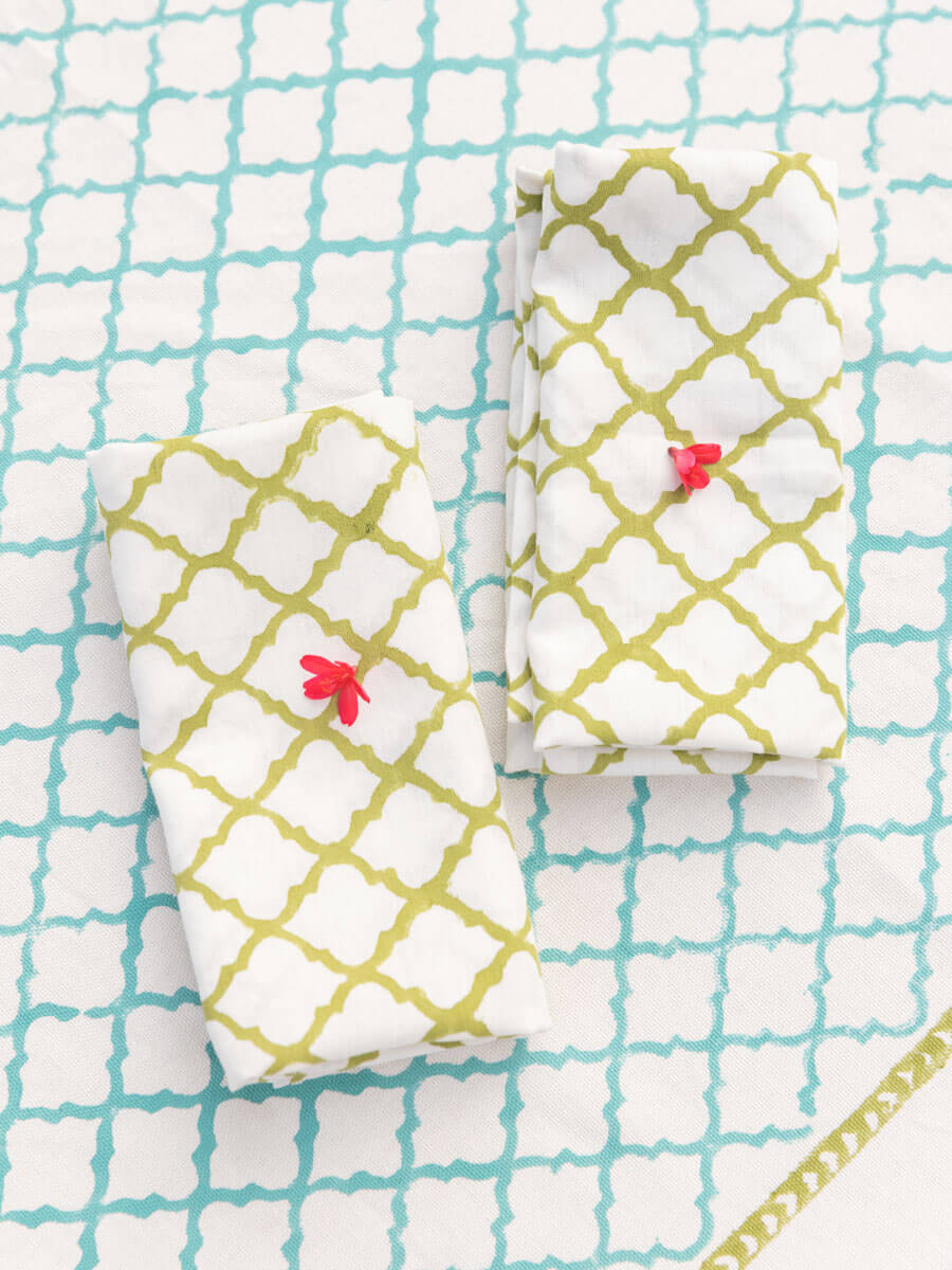 Ghazala Block Printed Cotton Table Napkin