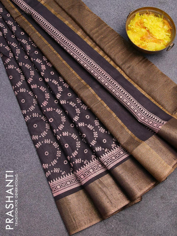 Bhagalpuri saree black with allover butta prints and zari woven border