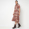 Camp Collar Tiered Floral Dress with Belt
