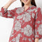 Band Collar Calf Length Three-Fourth Sleeve Straight Fit Printed Kurta