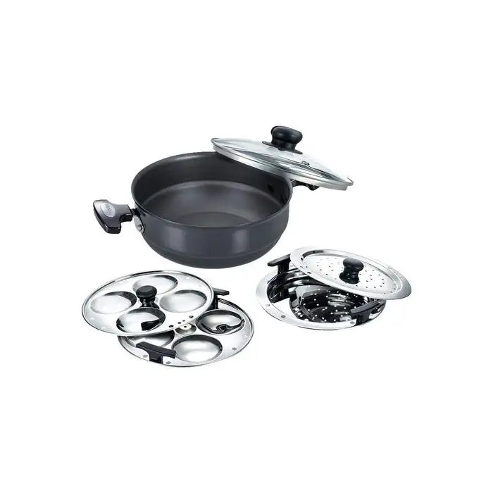 Prestige Hard Anodised Induction Base Multi Kadai with Glass Lid