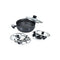 Prestige Hard Anodised Induction Base Multi-Kadai with Glass Lid (Dhokla Plate, Patra Plate, Idli Plates), 22cm (Black)