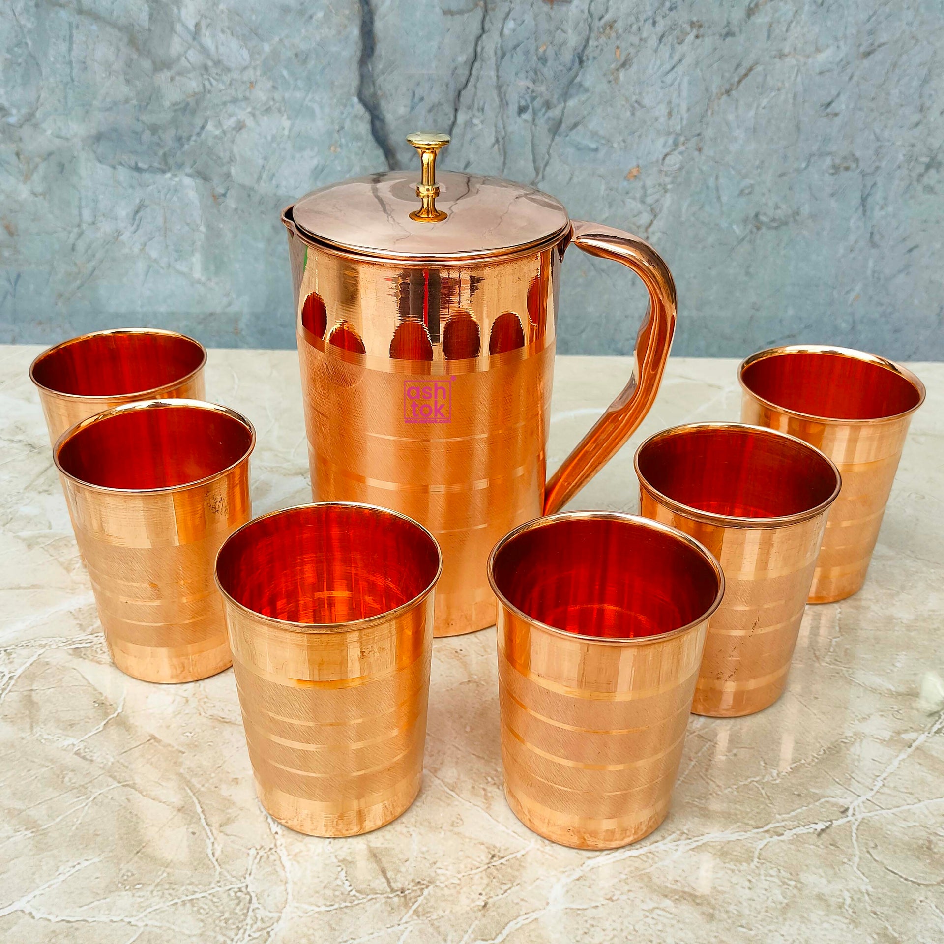 Copper Jug and 6 Glasses, Drinkware, Unique Copper Return Gift Items –  Cherrypick