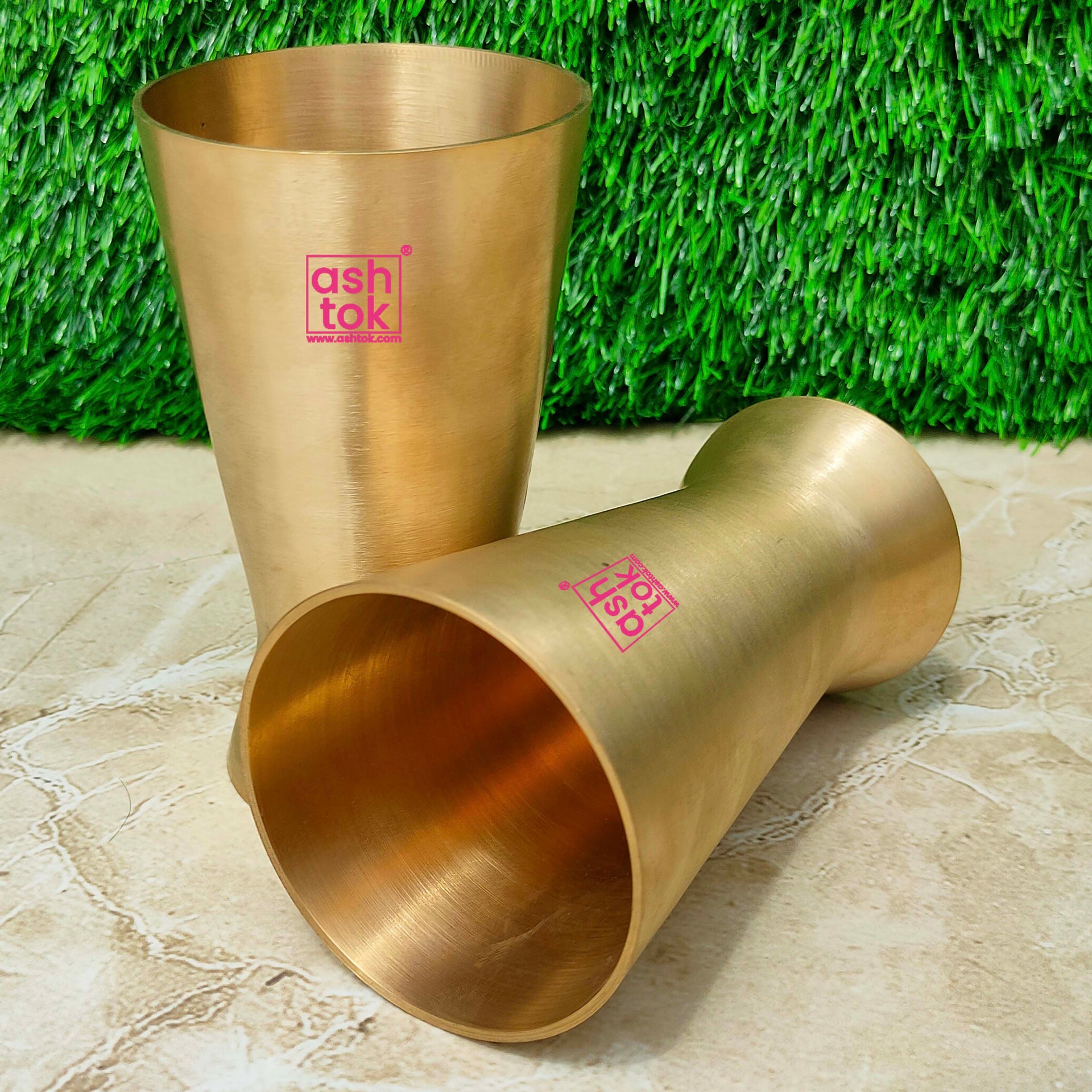 Kansa Lassi Glass, Bronze Lassi Glass Drinkware, Diameter 3 Inches, Capacity: 200ML (Set of 2)