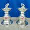 German Silver Peacock Diya, Oil Lamp, Puja Diya, Mandir Diya (Pack of 2 Pcs)