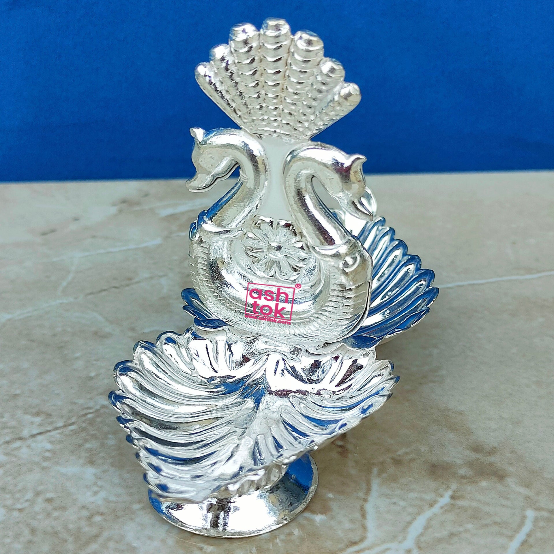 German Silver Diya, Puja Deepam, Oil Lamp Diameter 4.5 Inches