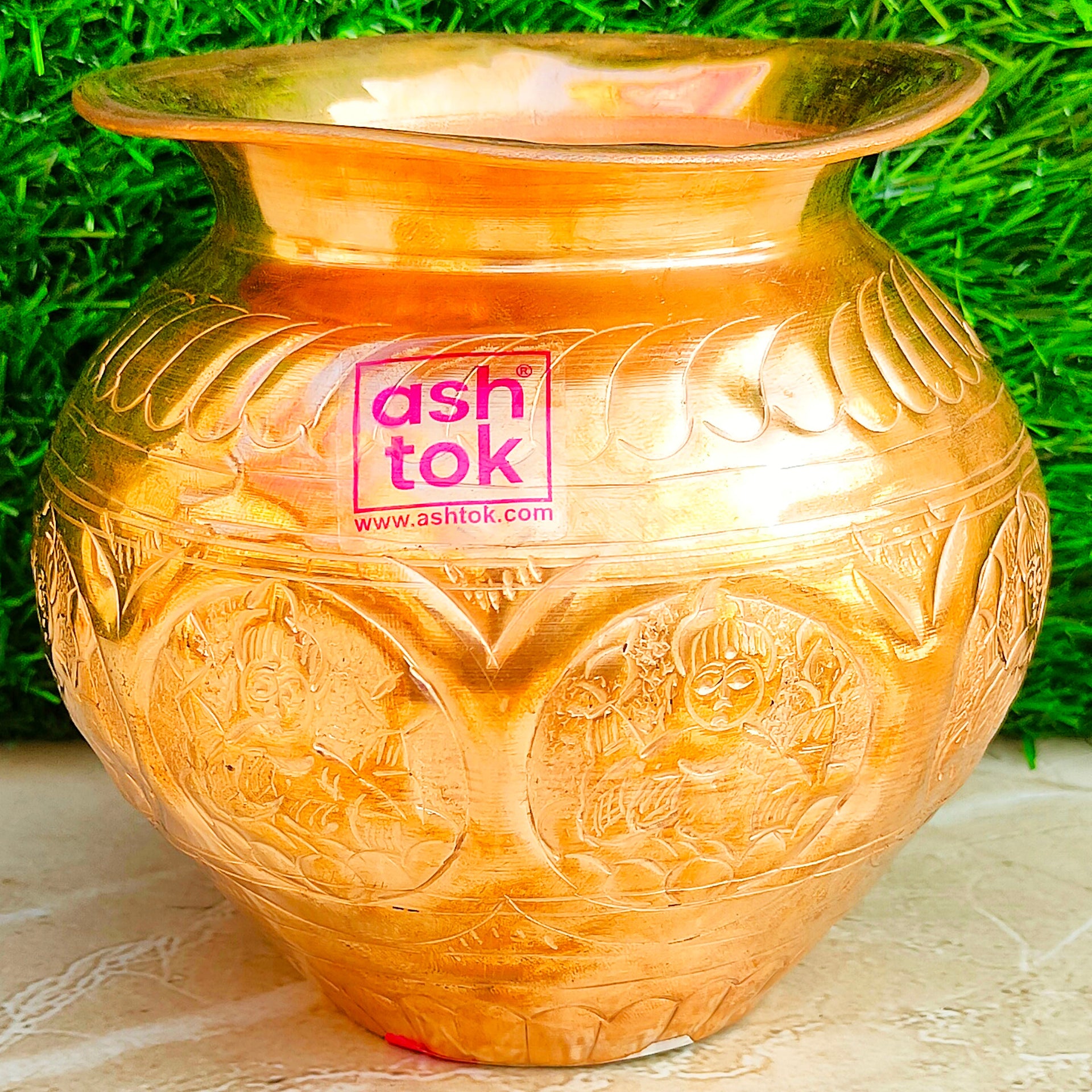 Copper Asta Laxmi Kalash for puja, Tamba Ka Puja Lota