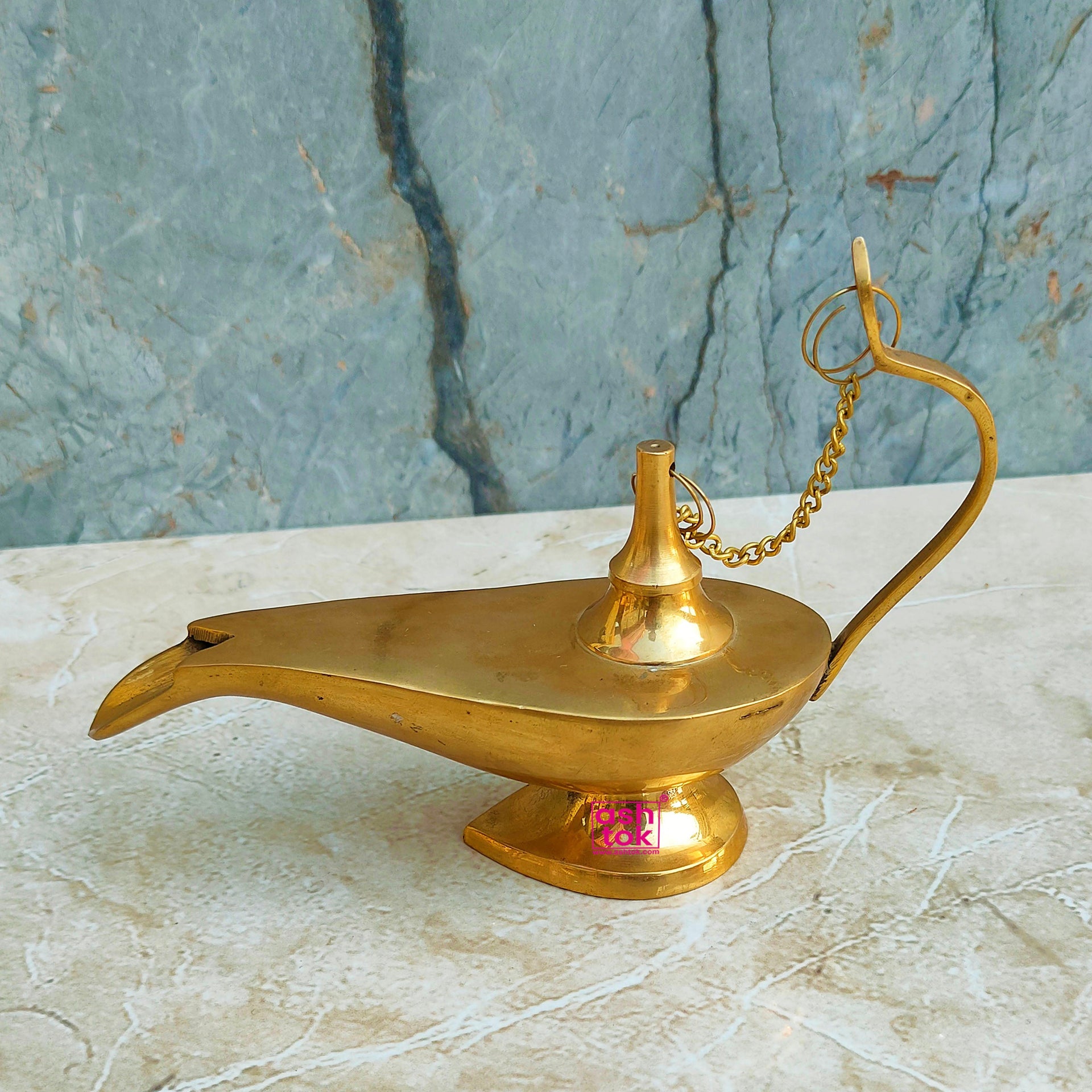 Brass Aladdin Genie Lamp Cone Burner - Exotic Incense