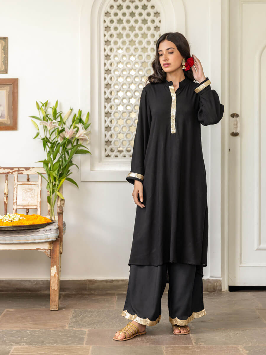 Mastani Sequin Black Long Kurta