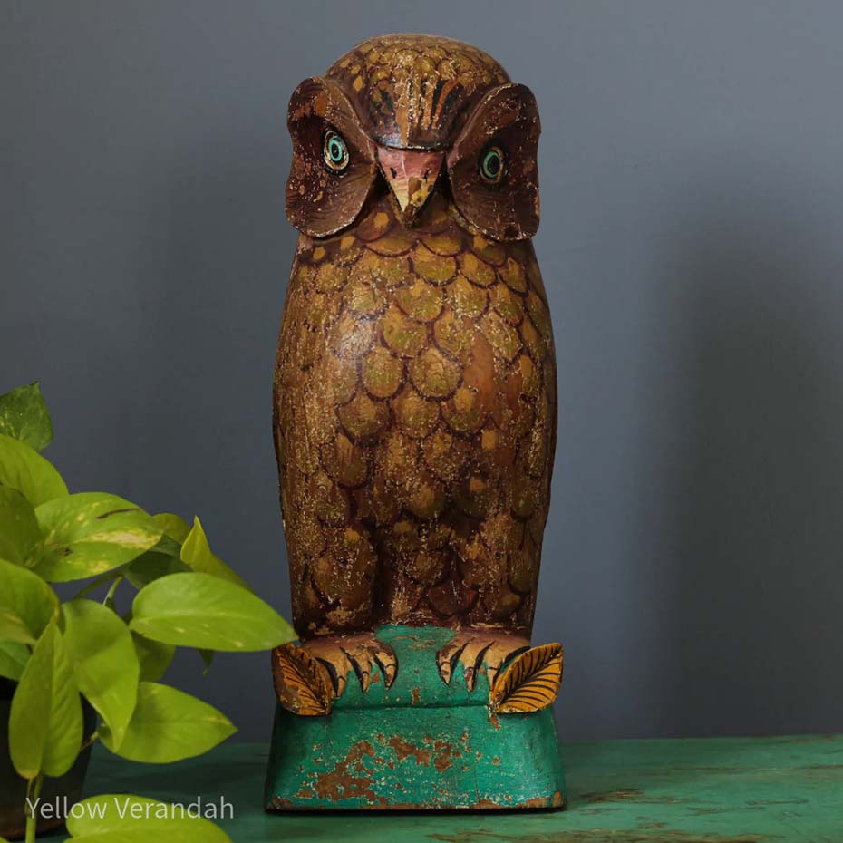 Wooden Distressed Owl