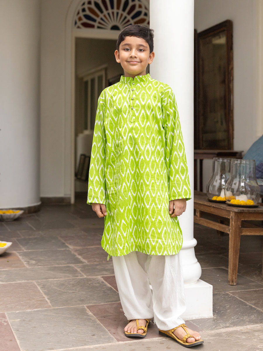 Sundew Organic Cotton Block Printed Long Kurta